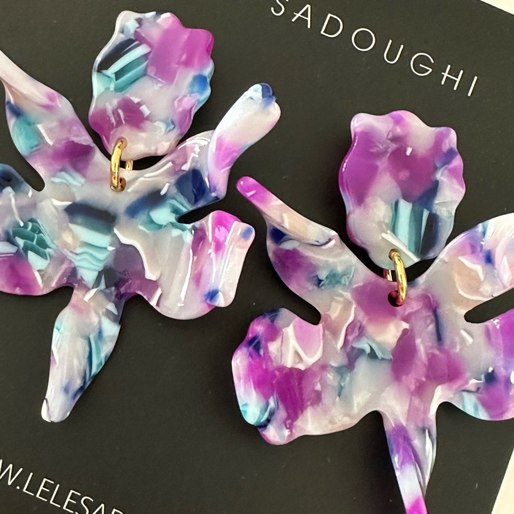 Lele Sadoughi Purple Floral Earrings - Picture 6 of 7